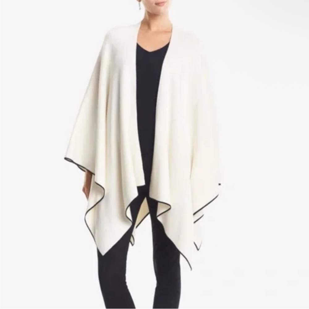 MM LaFleur Remarkable Angelou Shawl OS Ivory White Black Cotton Cashmere